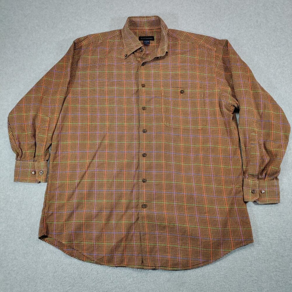 Scott Barber Shirt Mens Large Multi-color Plaid Cotton *READ